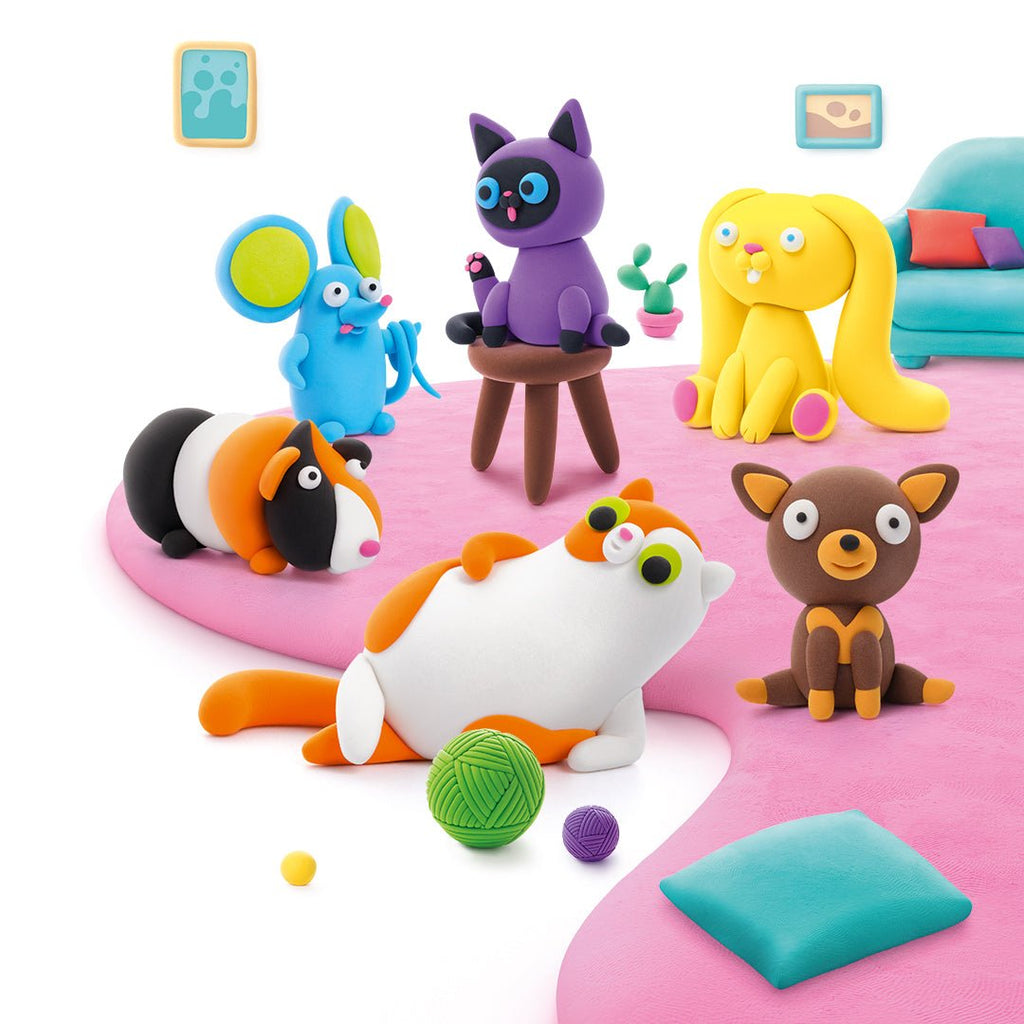 Kleiset Fluffy Pets - 15 potjes - Boetseren Hey Clay - In den Olifant