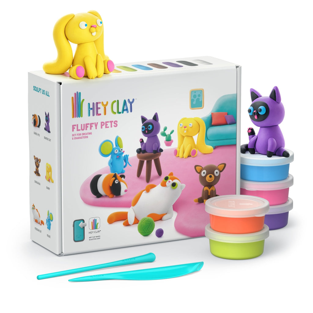 Kleiset Fluffy Pets - 15 potjes - Boetseren Hey Clay - In den Olifant