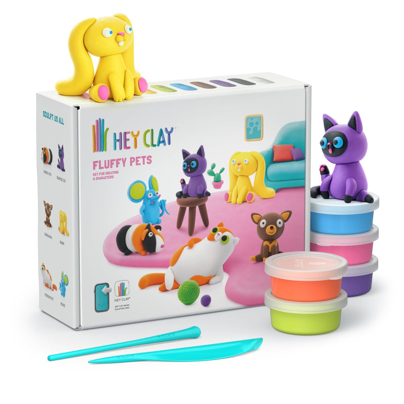 Kleiset Fluffy Pets - 15 potjes - Boetseren Hey Clay - In den Olifant
