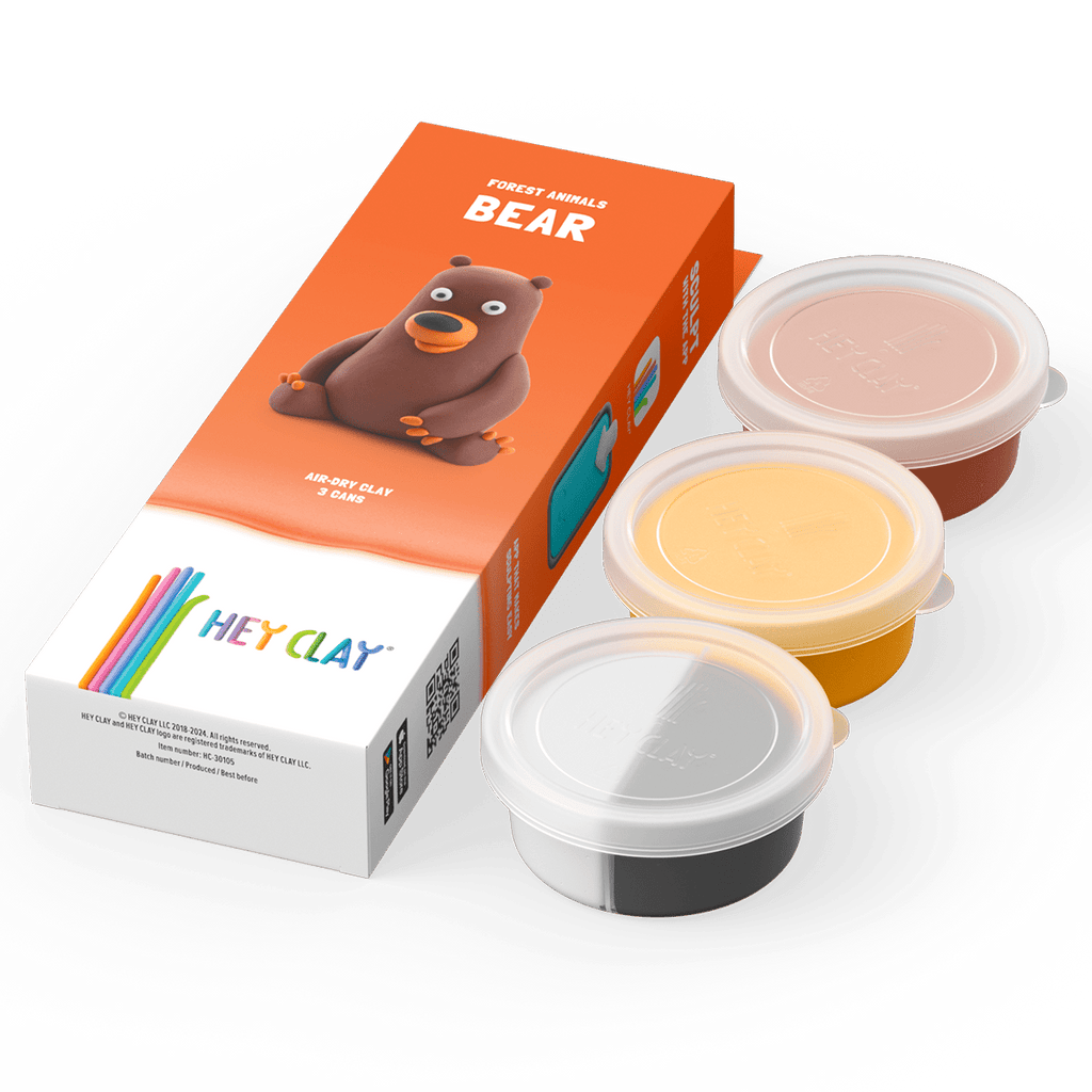 Kleiset Forest Animals Bear - 3 potjes - Boetseren Hey Clay - In den Olifant