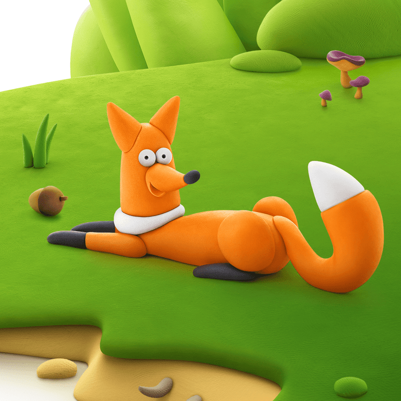 Kleiset Forest Animals Fox - 3 potjes - Boetseren Hey Clay - In den Olifant