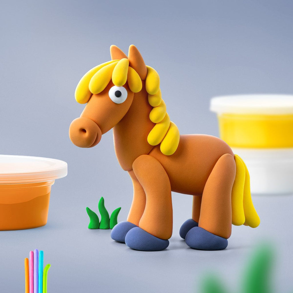 Kleiset Horse - 3 potjes - Boetseren Hey Clay - In den Olifant