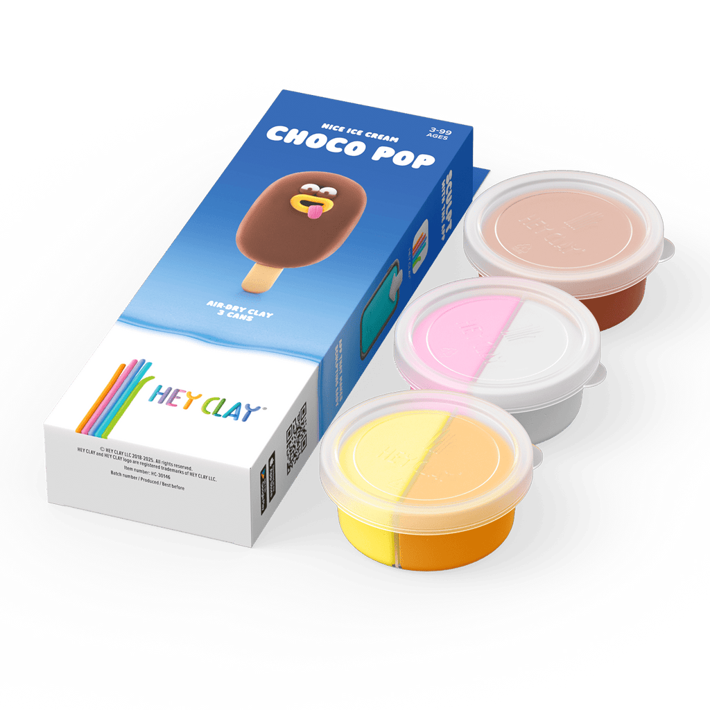 Kleiset Nice Ice Cream Choco Pop - 3 potjes - Boetseren Hey Clay - In den Olifant