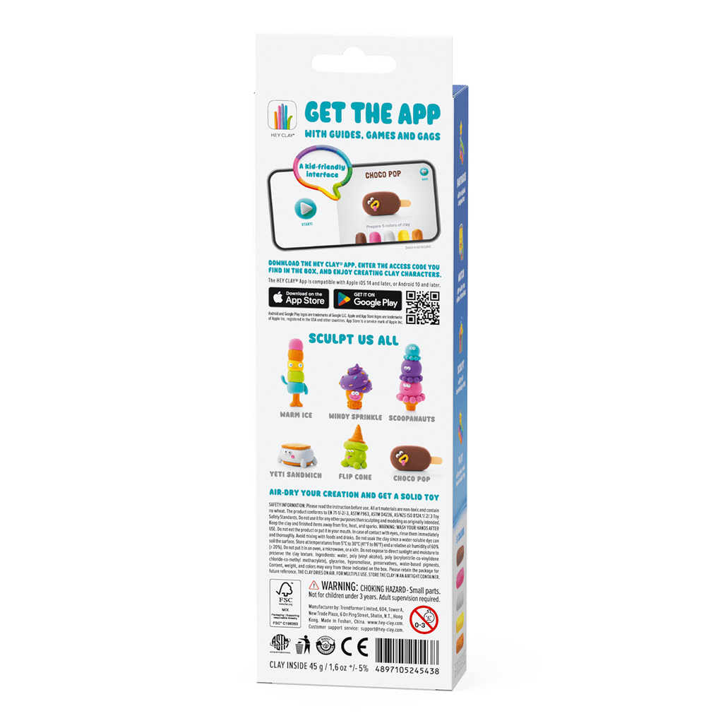 Kleiset Nice Ice Cream Choco Pop - 3 potjes - Boetseren Hey Clay - In den Olifant
