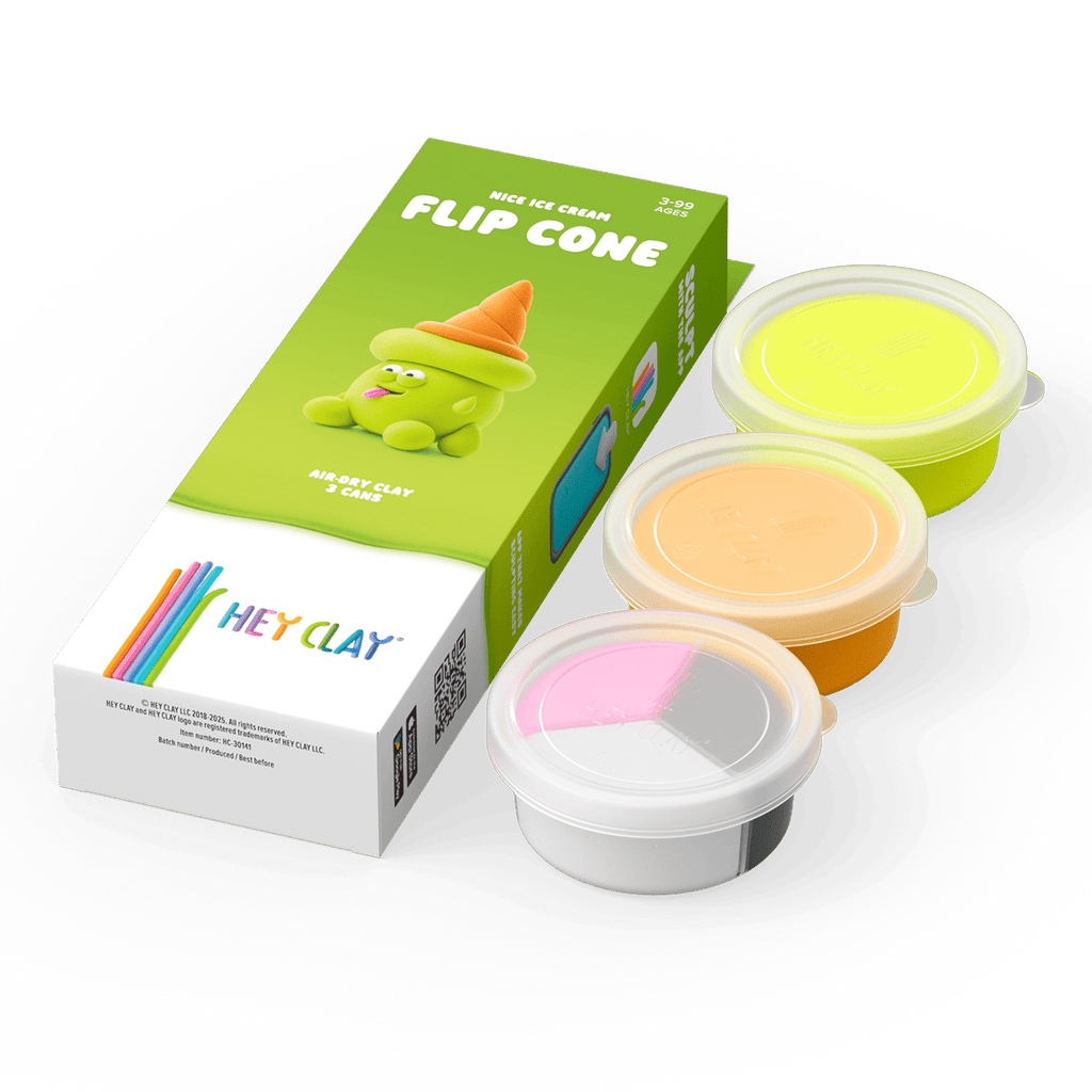 Kleiset Nice Ice Cream Flip Cone - 3 potjes - Boetseren Hey Clay - In den Olifant