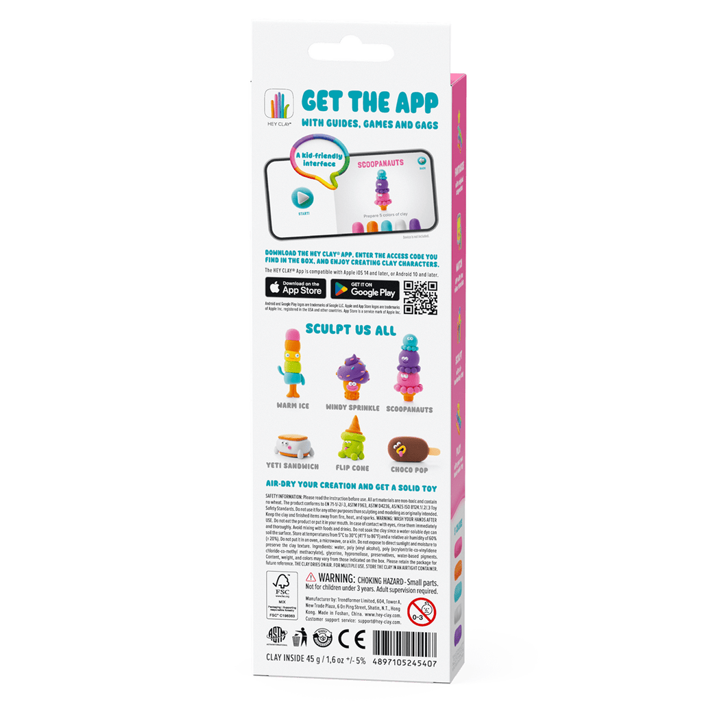 Kleiset Nice Ice Cream Scoopanauts - 3 potjes - Boetseren Hey Clay - In den Olifant