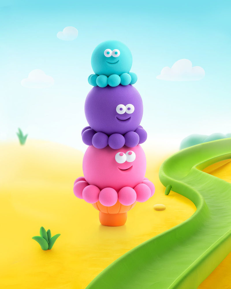 Kleiset Nice Ice Cream Scoopanauts - 3 potjes - Boetseren Hey Clay - In den Olifant