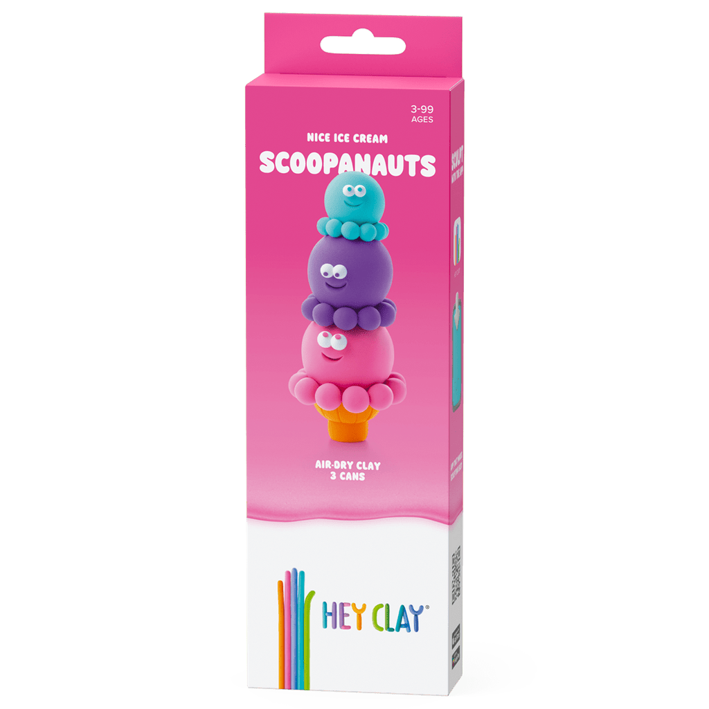 Kleiset Nice Ice Cream Scoopanauts - 3 potjes - Boetseren Hey Clay - In den Olifant