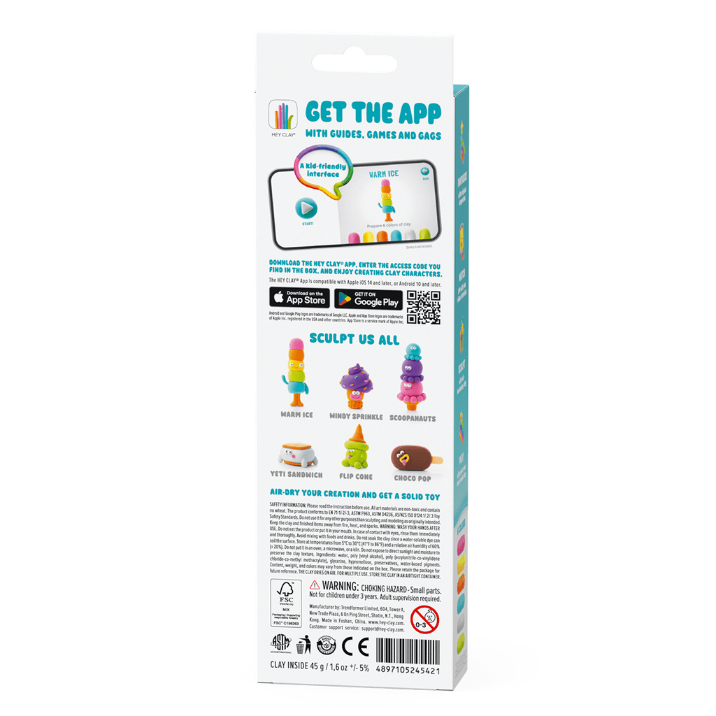 Kleiset Nice Ice Cream Warm Ice - 3 potjes - Boetseren Hey Clay - In den Olifant