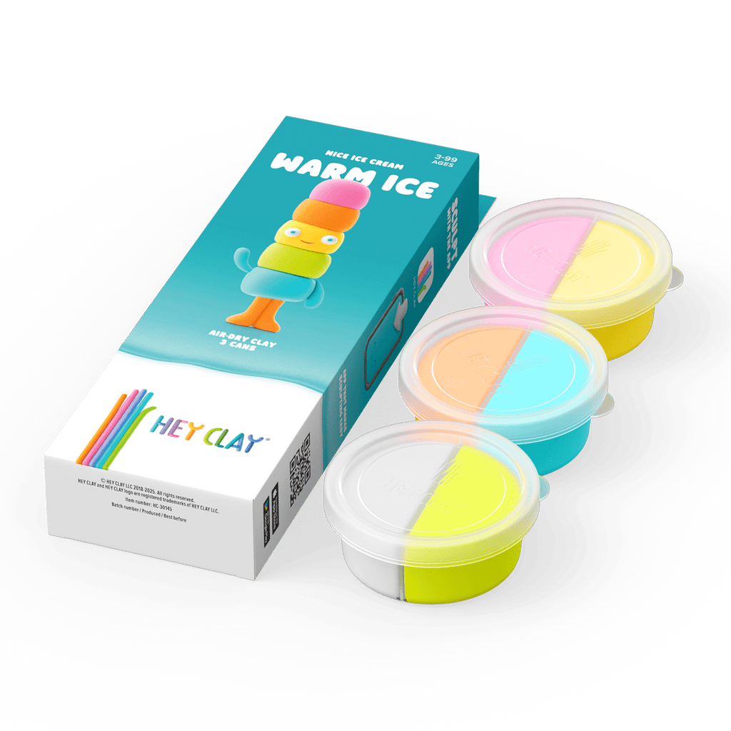 Kleiset Nice Ice Cream Warm Ice - 3 potjes - Boetseren Hey Clay - In den Olifant