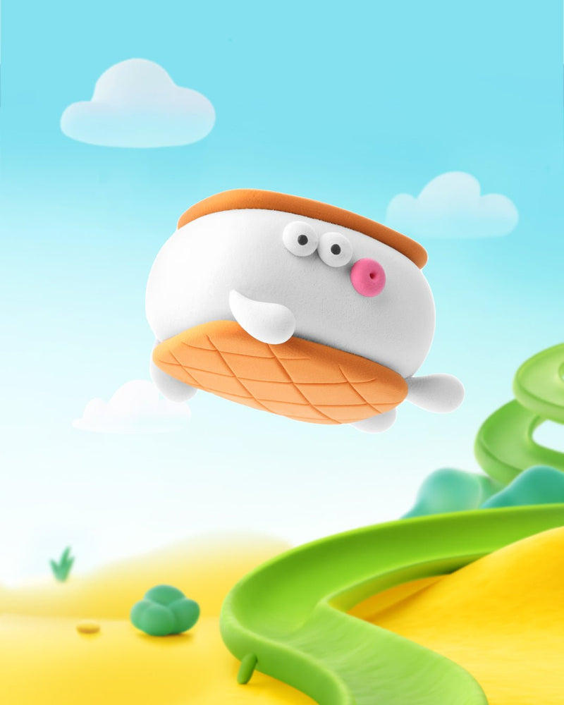 Kleiset Nice Ice Cream Yeti Sandwich - 3 potjes - Boetseren Hey Clay - In den Olifant