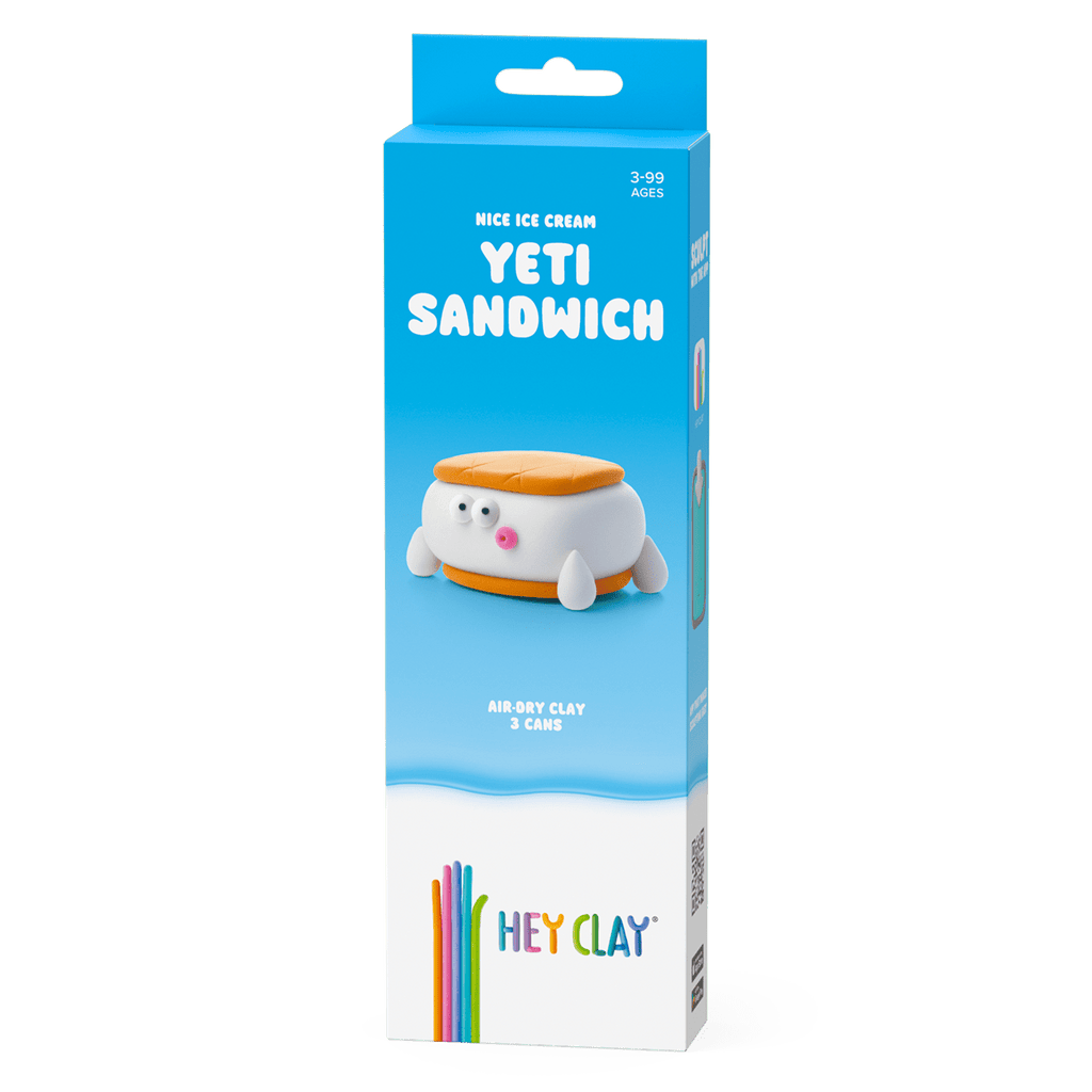 Kleiset Nice Ice Cream Yeti Sandwich - 3 potjes - Boetseren Hey Clay - In den Olifant
