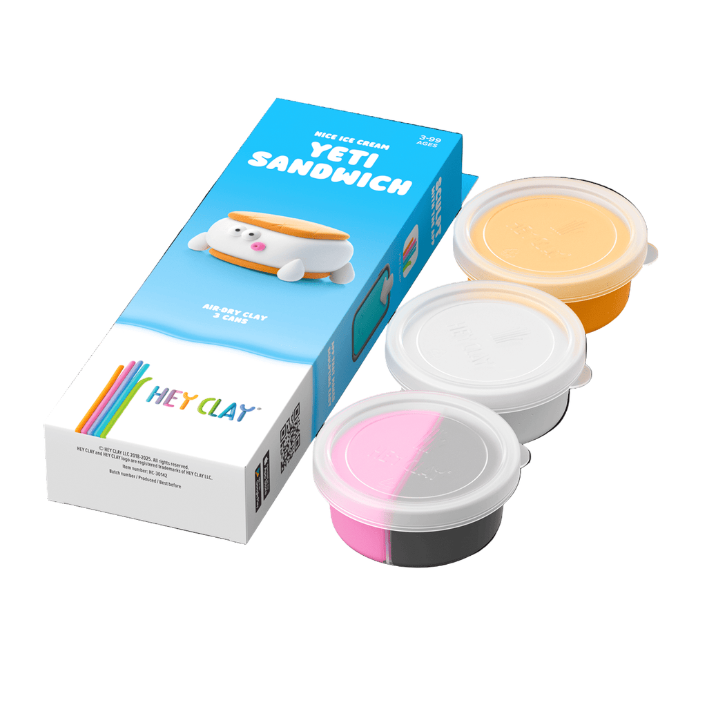 Kleiset Nice Ice Cream Yeti Sandwich - 3 potjes - Boetseren Hey Clay - In den Olifant