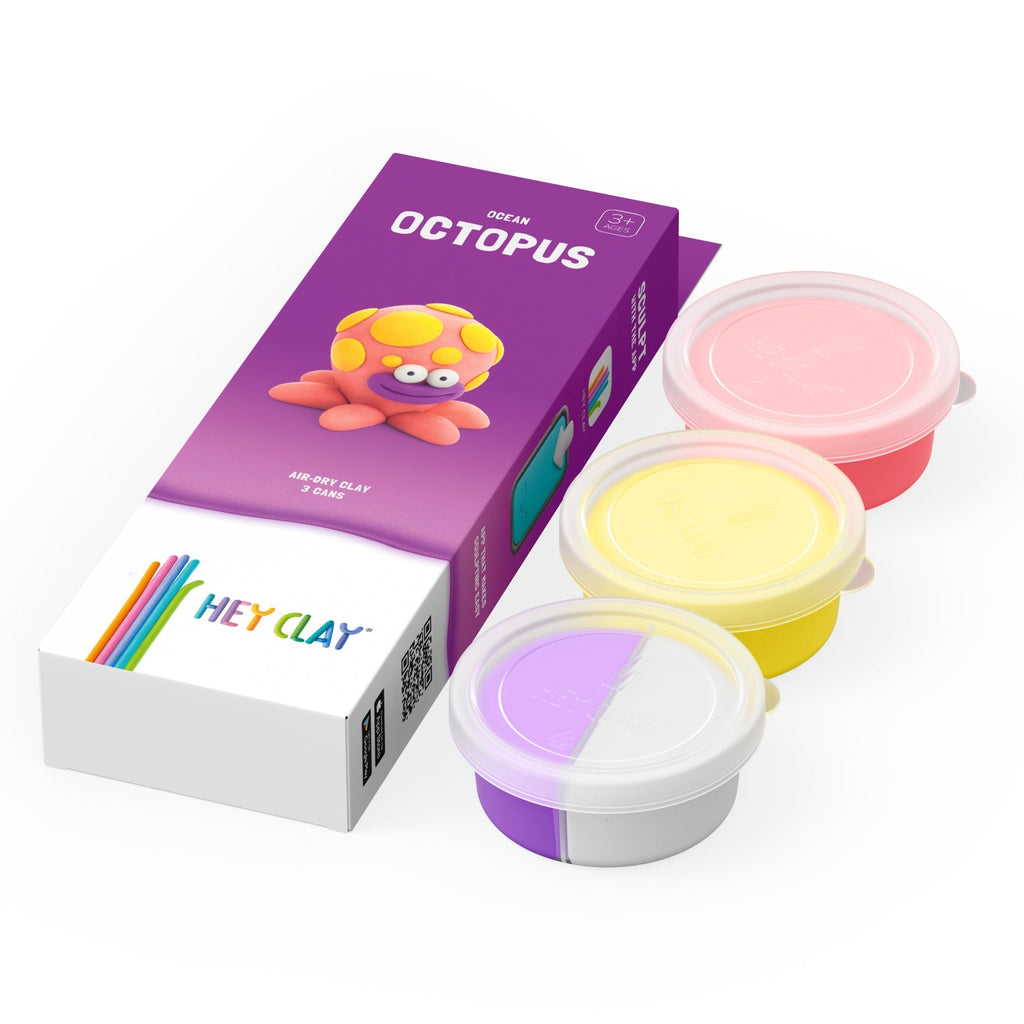 Kleiset Ocean Octopus - 3 potjes - Boetseren Hey Clay - In den Olifant