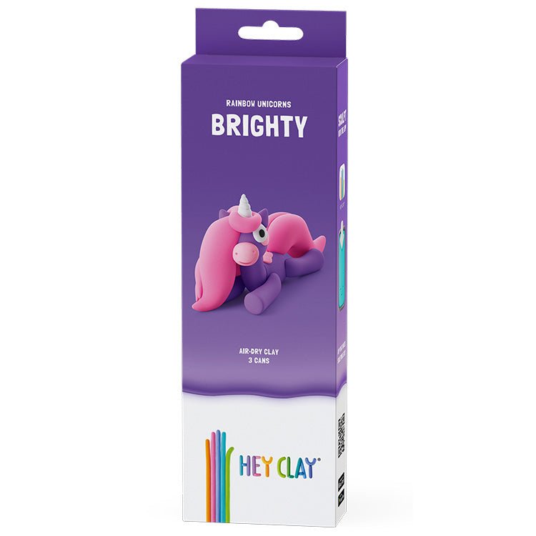 Kleiset Rainbow Unicorn Brighty - 3 potjes - Boetseren Hey Clay - In den Olifant