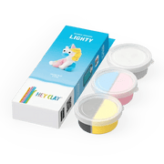 Kleiset Rainbow Unicorn Lighty - 3 potjes - Boetseren Hey Clay - In den Olifant