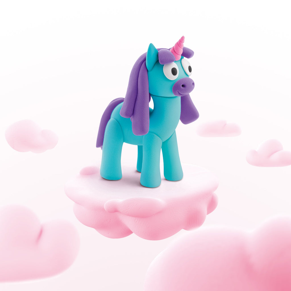 Kleiset Rainbow Unicorn Rainy - 3 potjes - Boetseren Hey Clay - In den Olifant