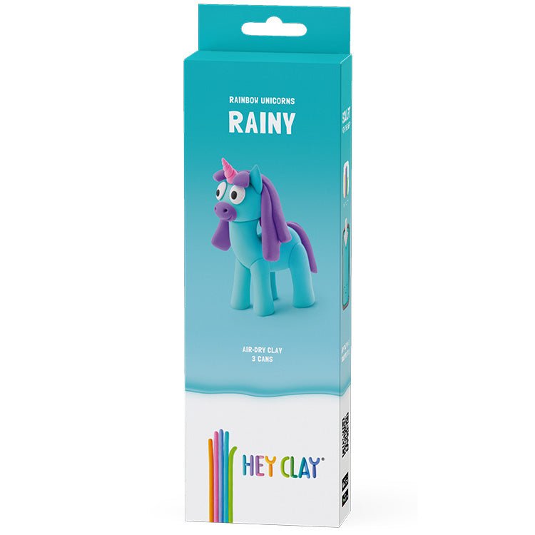 Kleiset Rainbow Unicorn Rainy - 3 potjes - Boetseren Hey Clay - In den Olifant