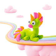 Kleiset Rainbow Unicorn Sparky - 3 potjes - Boetseren Hey Clay - In den Olifant