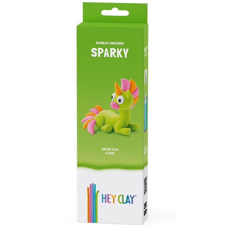 Kleiset Rainbow Unicorn Sparky - 3 potjes - Boetseren Hey Clay - In den Olifant