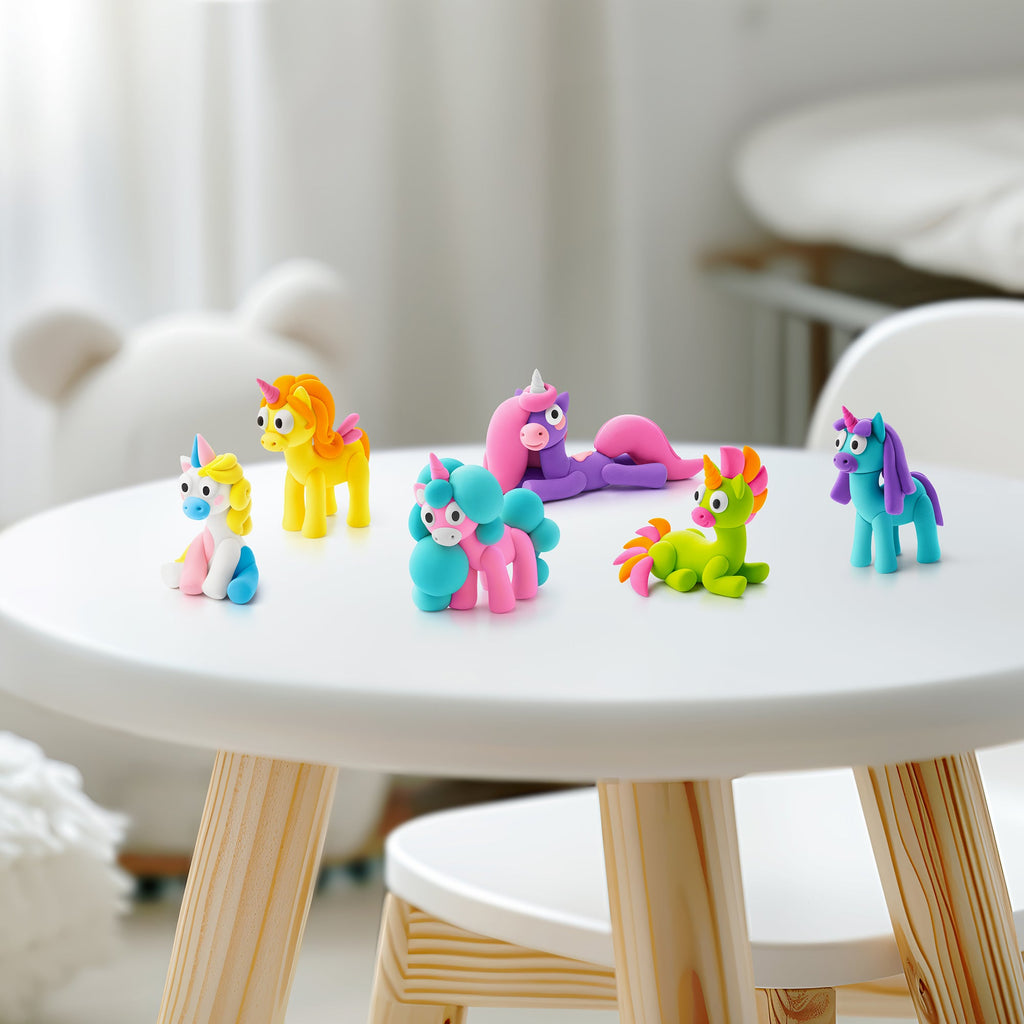 Kleiset Rainbow Unicorn Sparky - 3 potjes - Boetseren Hey Clay - In den Olifant