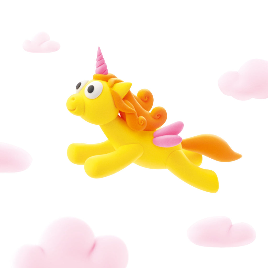 Kleiset Rainbow Unicorn Sunny - 3 potjes - Boetseren Hey Clay - In den Olifant