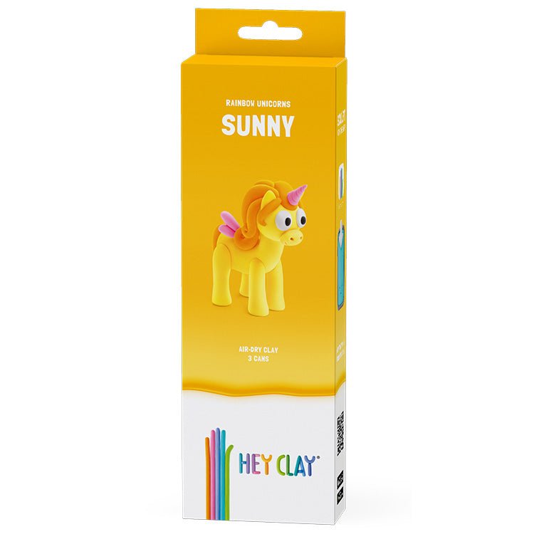 Kleiset Rainbow Unicorn Sunny - 3 potjes - Boetseren Hey Clay - In den Olifant