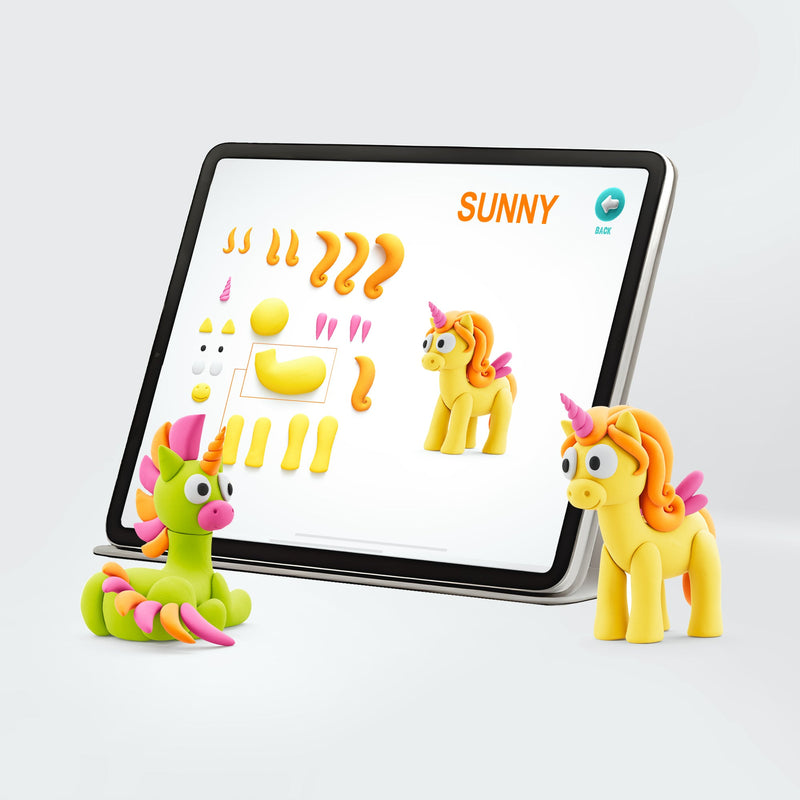 Kleiset Rainbow Unicorn Sunny - 3 potjes - Boetseren Hey Clay - In den Olifant