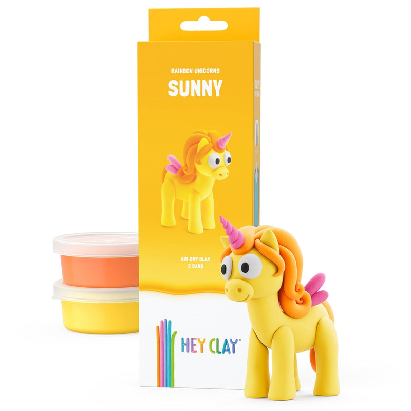 Kleiset Rainbow Unicorn Sunny - 3 potjes - Boetseren Hey Clay - In den Olifant