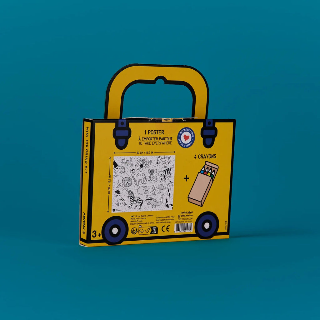 Kleurset Mini Coloring Pocket Animals - kleurplaat + 4 wasco's - Kleuren en tekenen Omy - In den Olifant