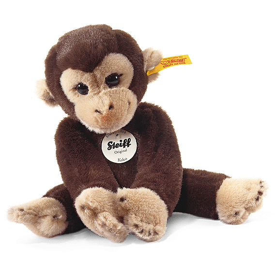 Knuffel Aap Little Friend Koko Monkey Dark Brown - 25 Cm - Wilde dieren Steiff - In den Olifant