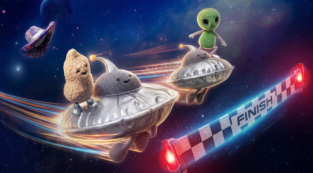 Knuffel Amuseables Peanut Space Rodeo Outfit - 15 cm - Groenten, fruit en ander lekkers Jellycat - In den Olifant