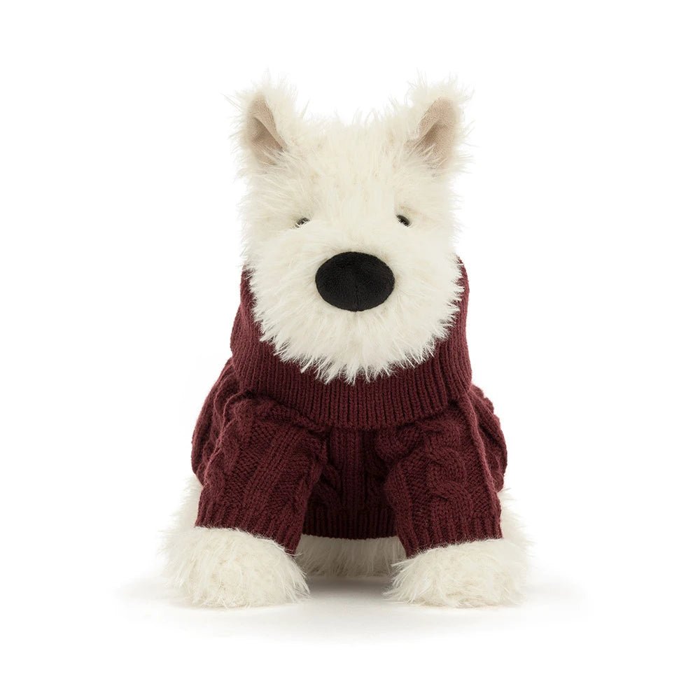 Knuffel Hond Munro Scottie Dog Winter Jumper Outfit - 25 cm - Huisdieren Jellycat - In den Olifant