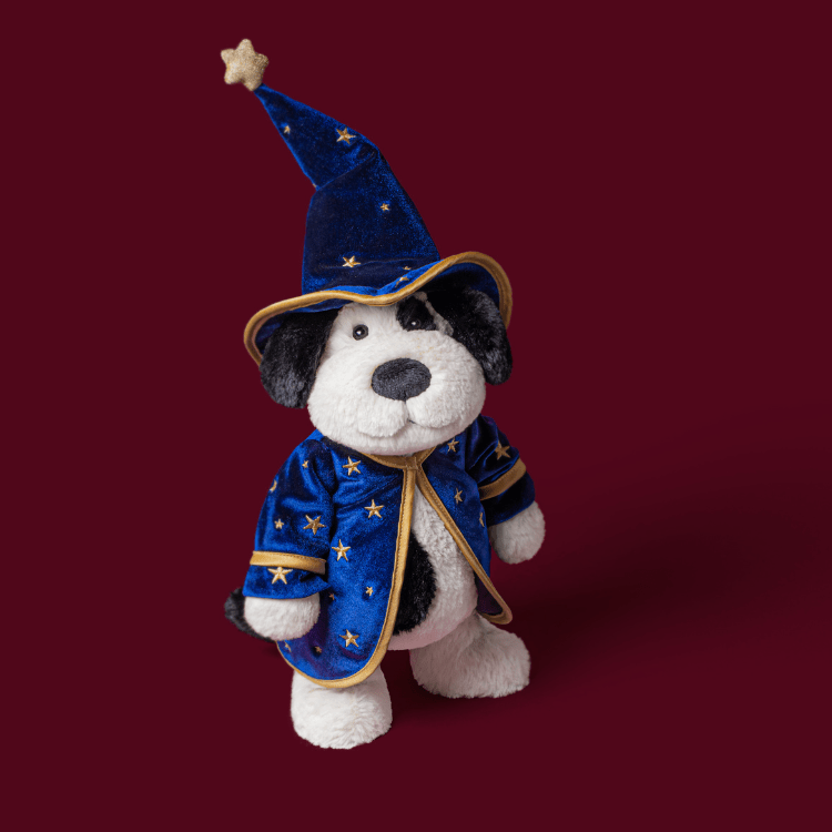 Knuffel Hond Rufferty Puppy Wizard Outfit - 31 cm - Fantasieknuffels Jellycat - In den Olifant