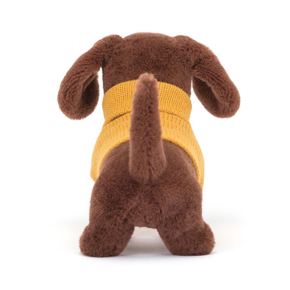 Knuffel Hond Sweater Sausage Dog Yellow - 16 cm - huisdieren Jellycat - In den Olifant