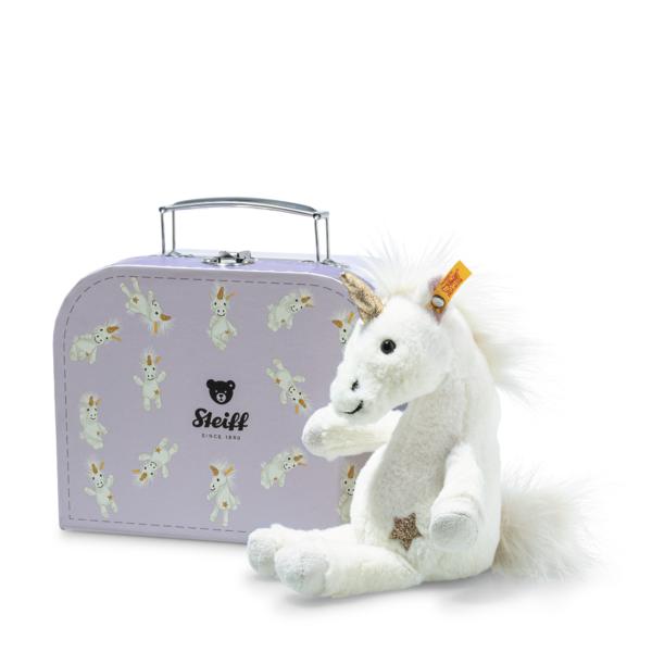 Knuffel in koffer Unica dangling unicorn in suitcase - 20 cm - Fantasieknuffels Steiff - In den Olifant