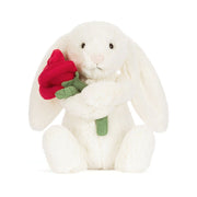 Knuffel Konijn Cream Bunny with Rose - 31 cm - Konijnen Jellycat - In den Olifant