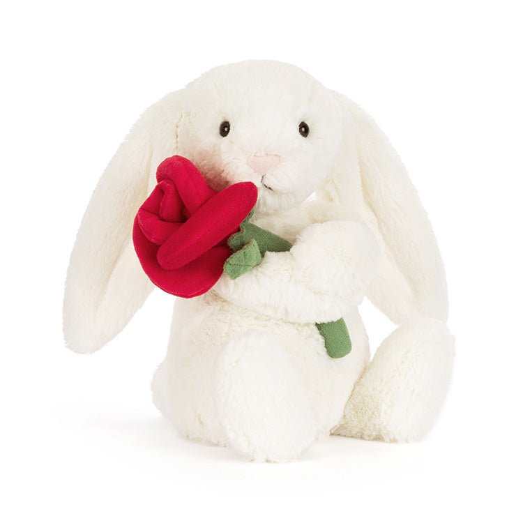 Knuffel Konijn Cream Bunny with Rose - 31 cm - Konijnen Jellycat - In den Olifant