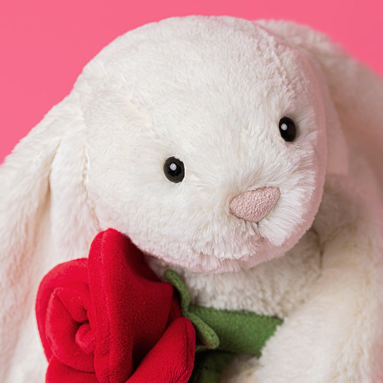 Knuffel Konijn Cream Bunny with Rose - 31 cm - Konijnen Jellycat - In den Olifant