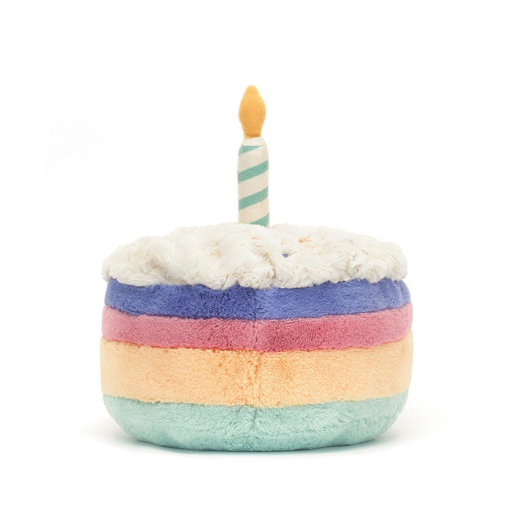 Knuffel Taart Amuseables Rainbow Birthday Cake Medium - 15 cm - Groenten, fruit en ander lekkers Jellycat - In den Olifant