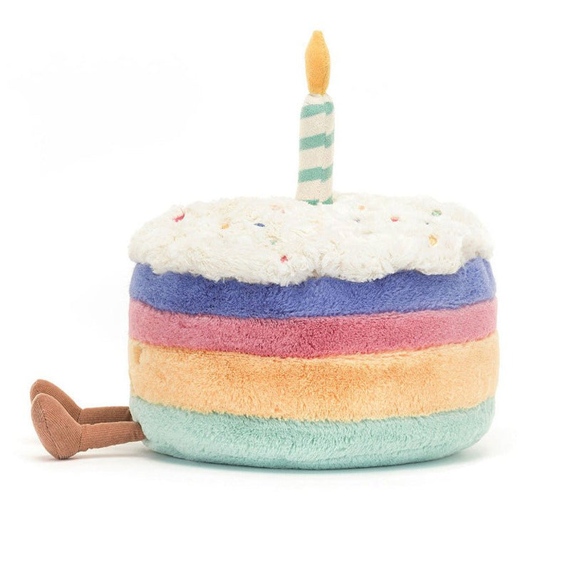 Knuffel Taart Amuseables Rainbow Birthday Cake Medium - 15 cm - Groenten, fruit en ander lekkers Jellycat - In den Olifant