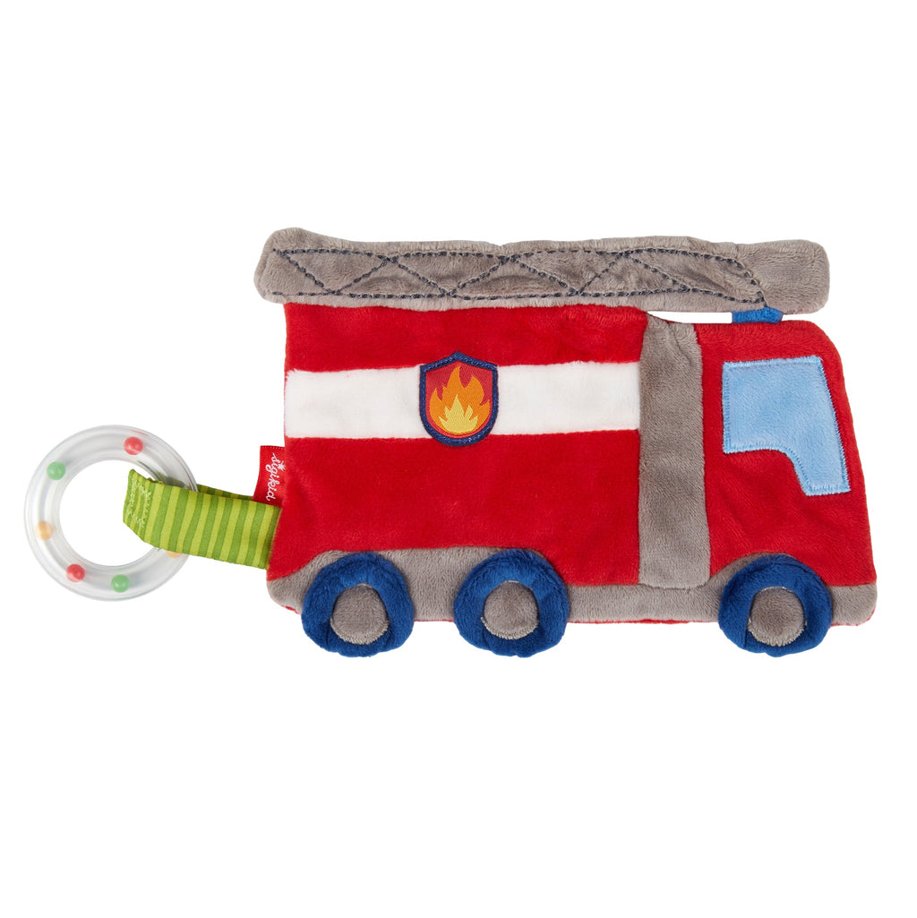 Knuffeldoekje met knisperfolie en bijtring - Brandweerwagen - Activiteitenspeelgoed Sigikid - In den Olifant