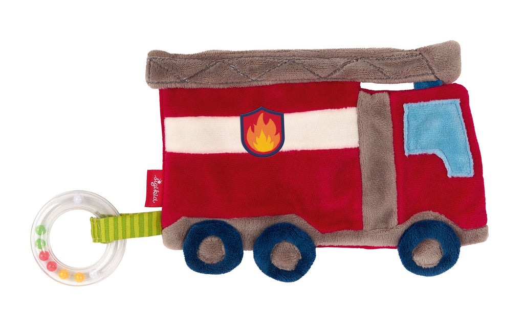 Knuffeldoekje met knisperfolie en bijtring - Brandweerwagen - Activiteitenspeelgoed Sigikid - In den Olifant