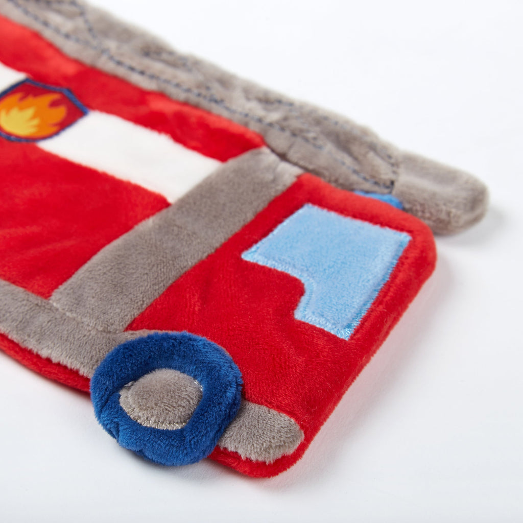 Knuffeldoekje met knisperfolie en bijtring - Brandweerwagen - Activiteitenspeelgoed Sigikid - In den Olifant