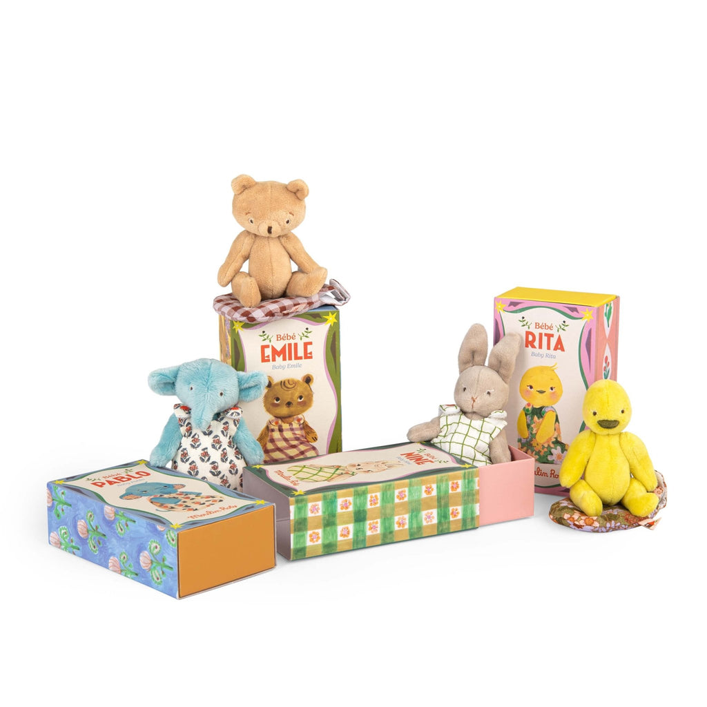 Knuffeltje Baby Rita de eend - Les Minouchkas - Boerderijdieren Moulin Roty - In den Olifant