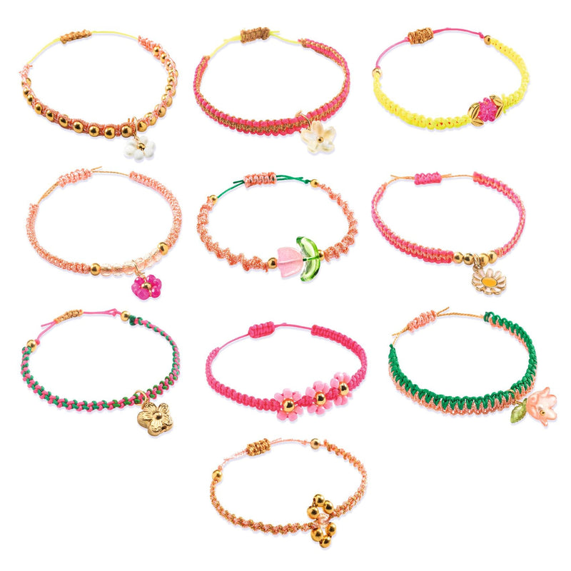 Knutselset macramé armbandjes - roze - Kralen rijgen Djeco - In den Olifant