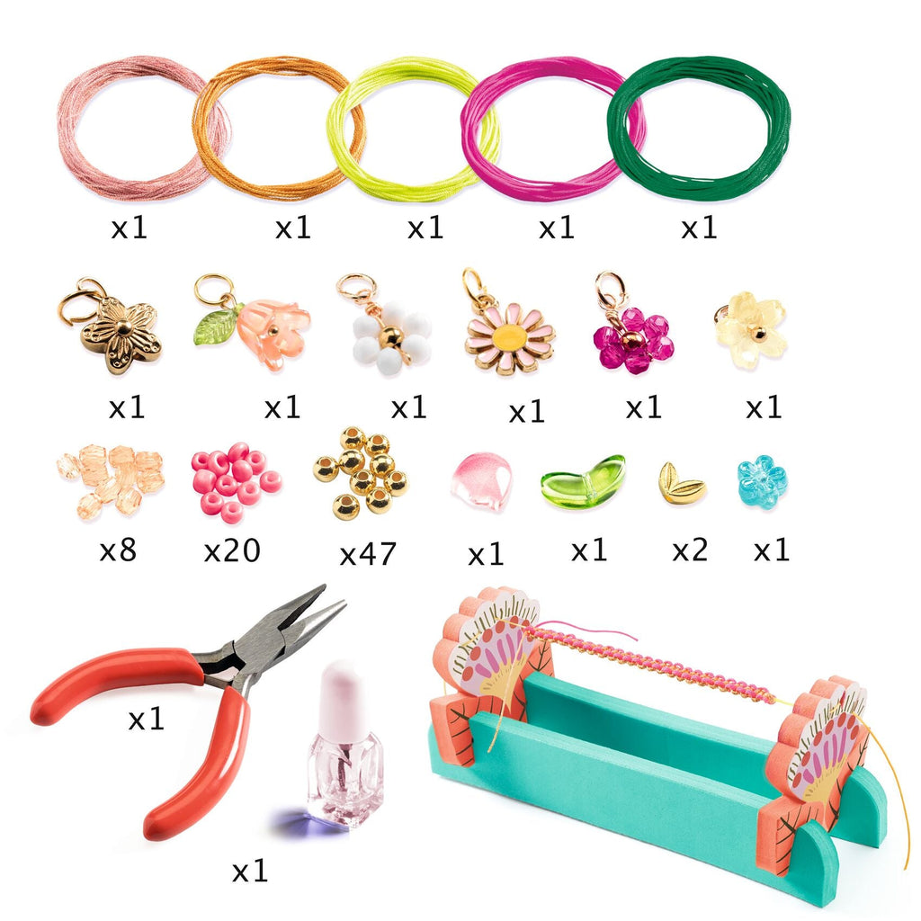 Knutselset macramé armbandjes - roze - Kralen rijgen Djeco - In den Olifant