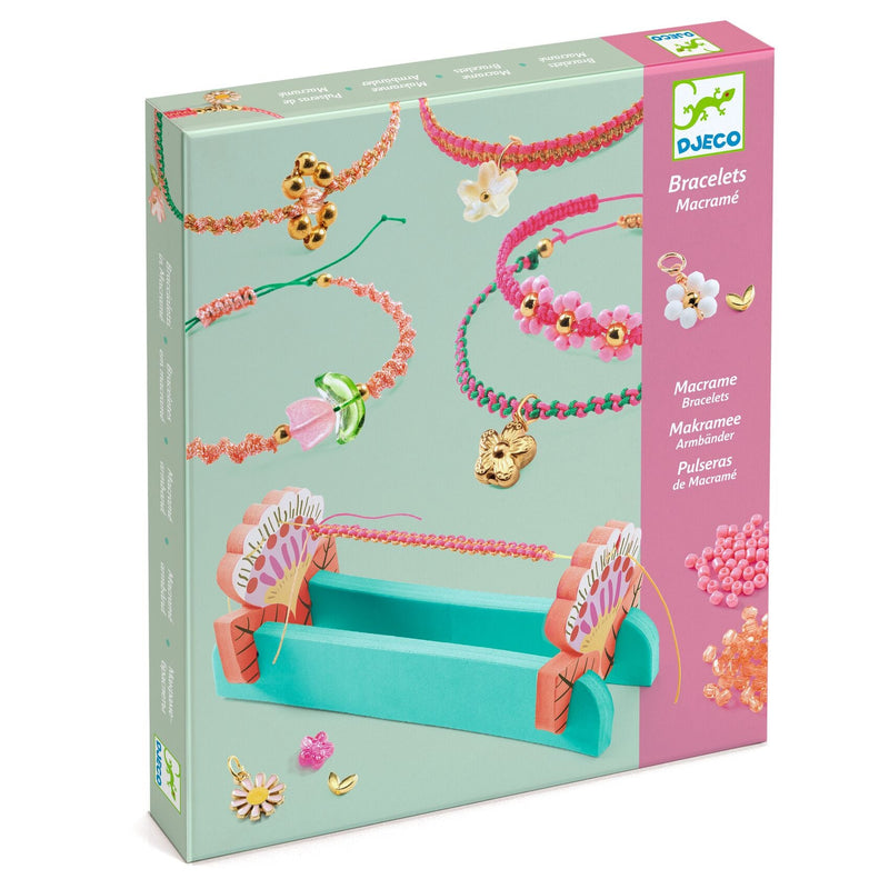 Knutselset macramé armbandjes - roze - Kralen rijgen Djeco - In den Olifant