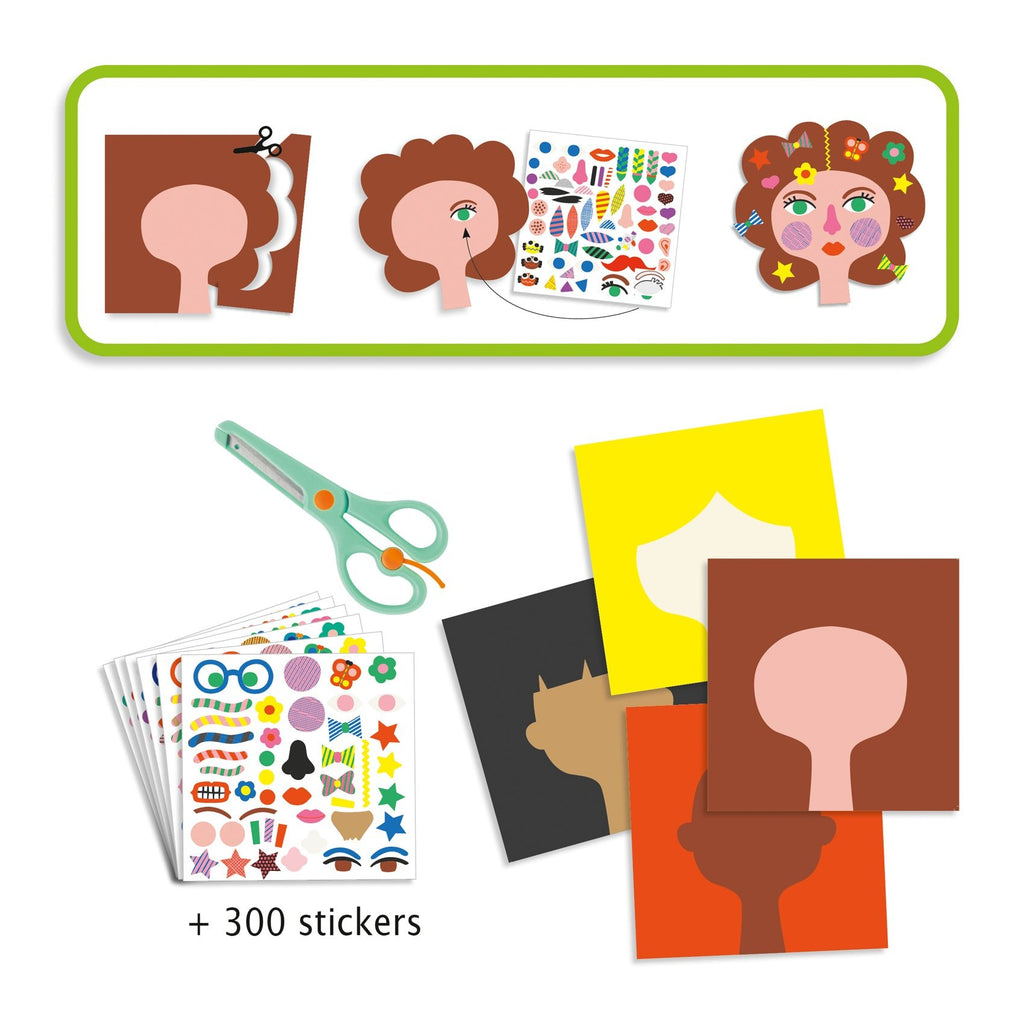 Knutselset met stickers - Kapper - Stickers en stickersets Djeco - In den Olifant