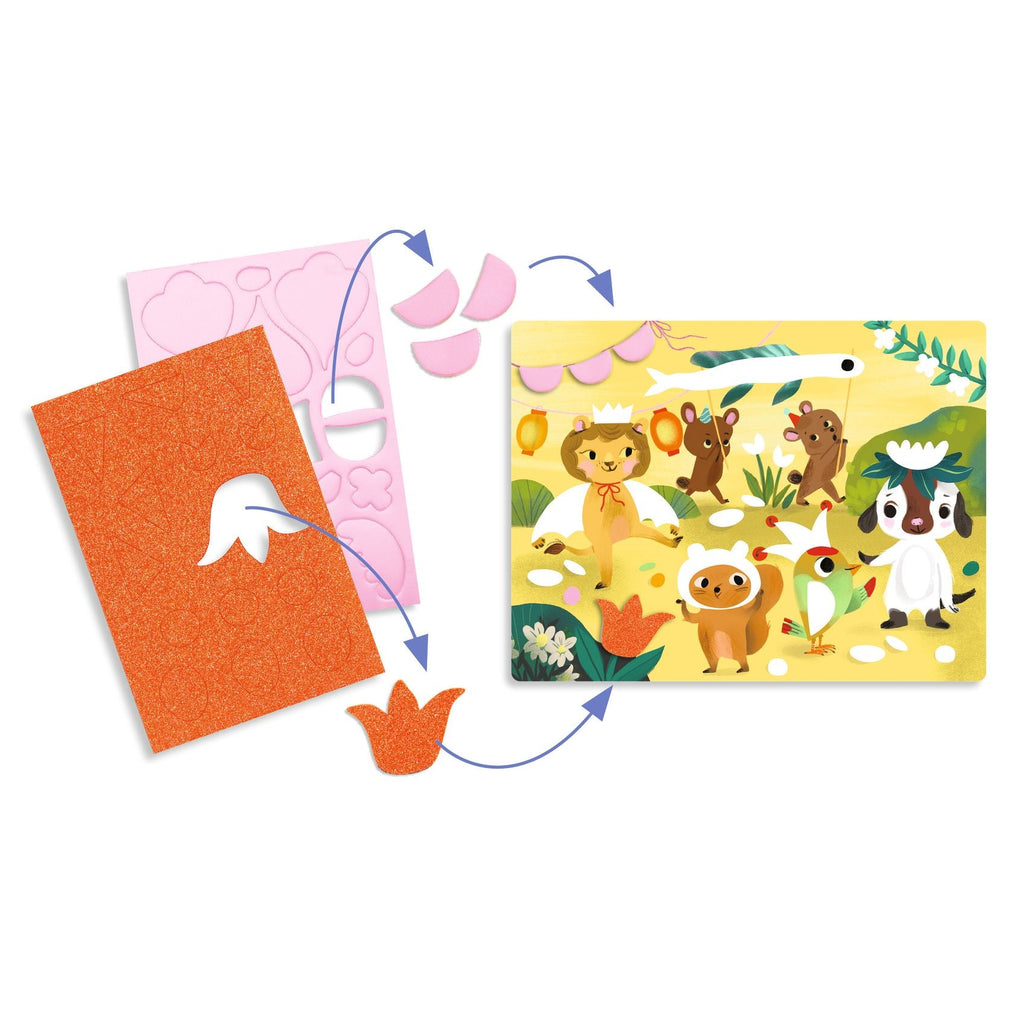 Knutselset met zachte stickers - Sprankelende feestdagen - Knutselsets Djeco - In den Olifant